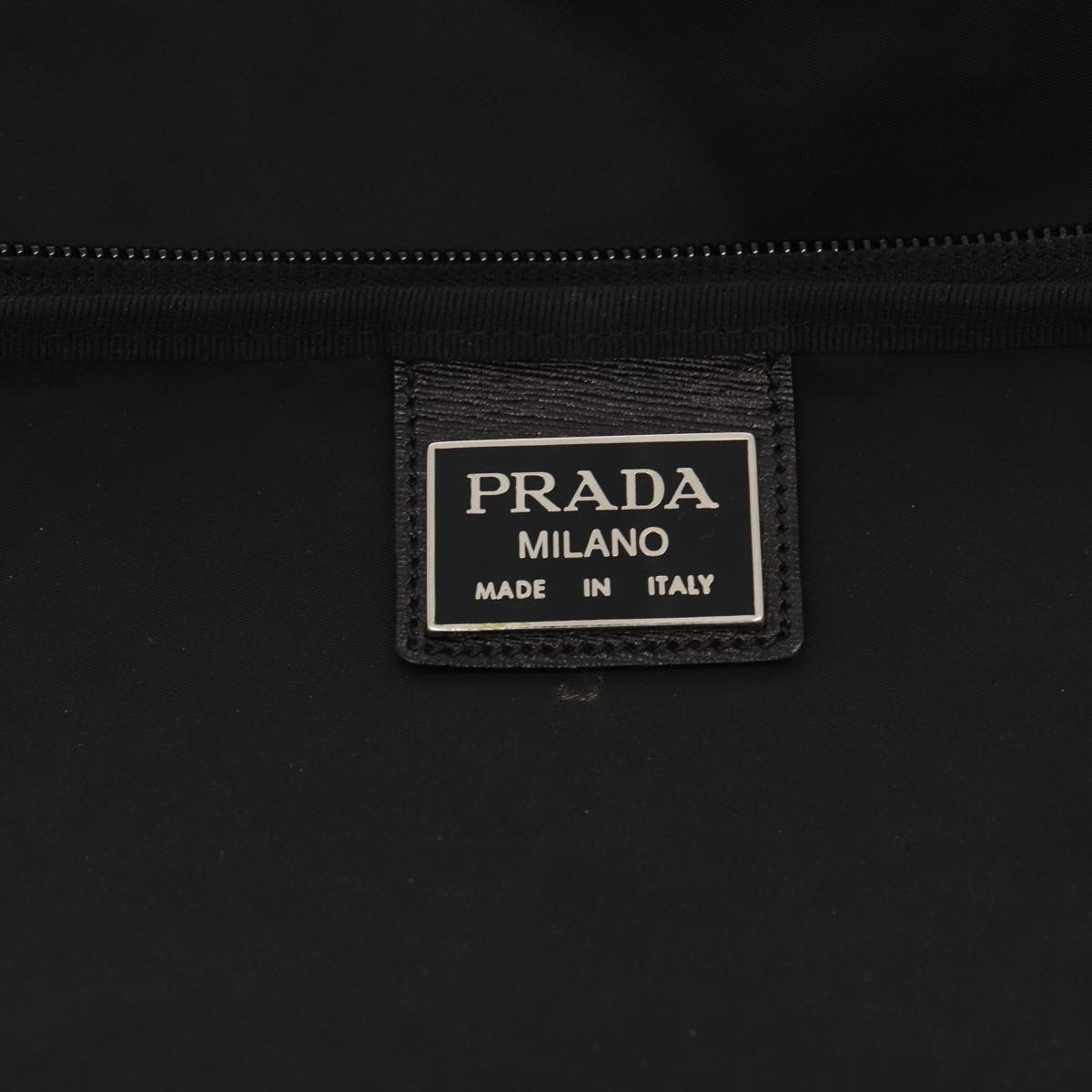 PRADA Garment Cover Nylon Black Silver Auth 84549