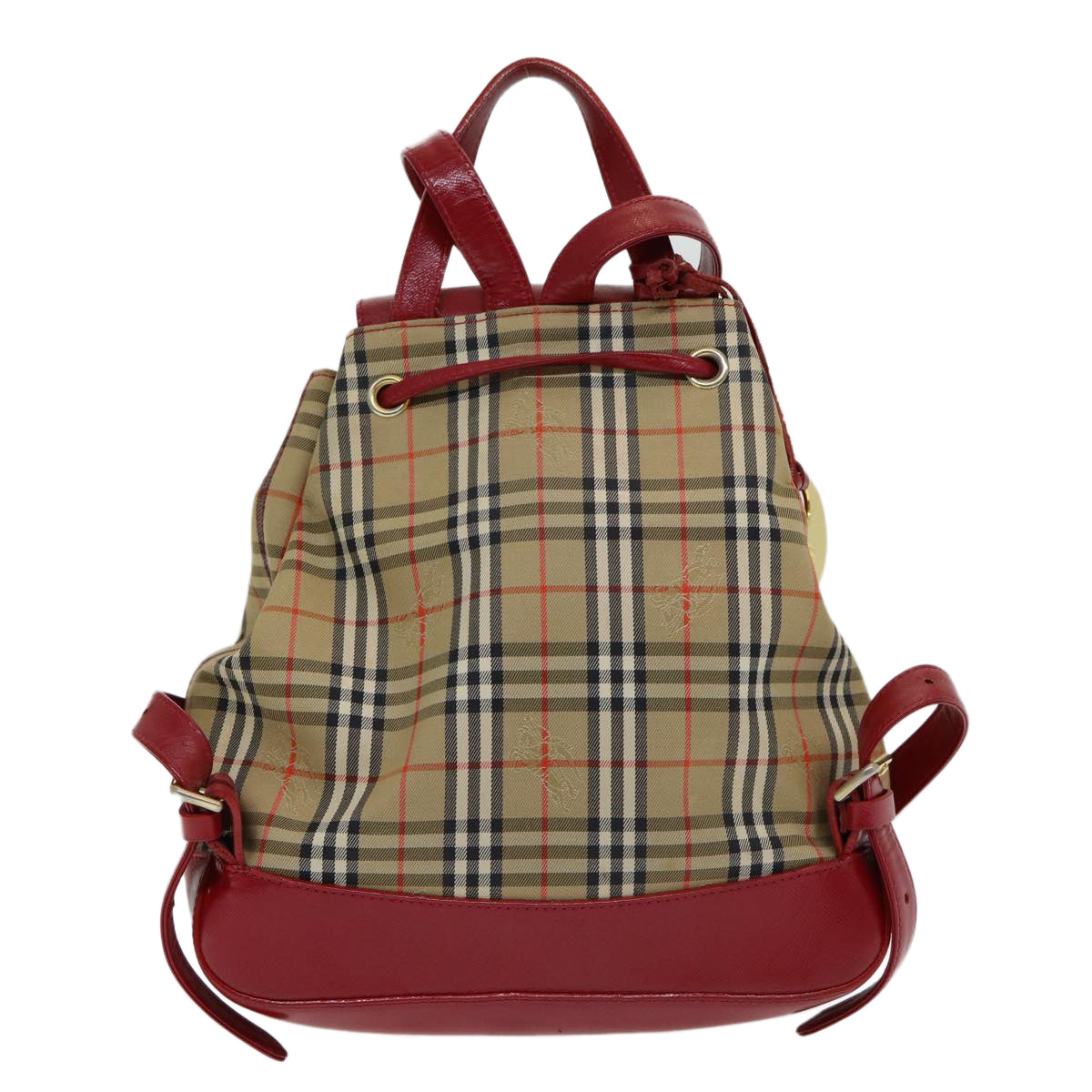 BURBERRY Nova Check Backpack Canvas Leather Beige Red gold Auth 84556 - 0