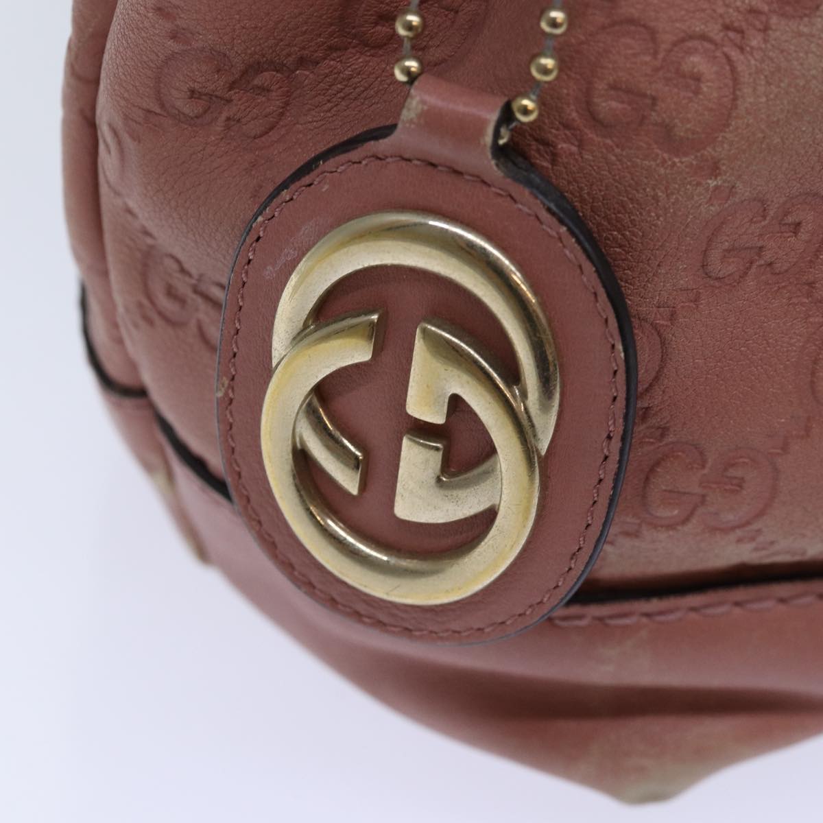 GUCCI GG Canvas Guccissima Hand Bag Leather Pink Gold 247902 Auth 84559