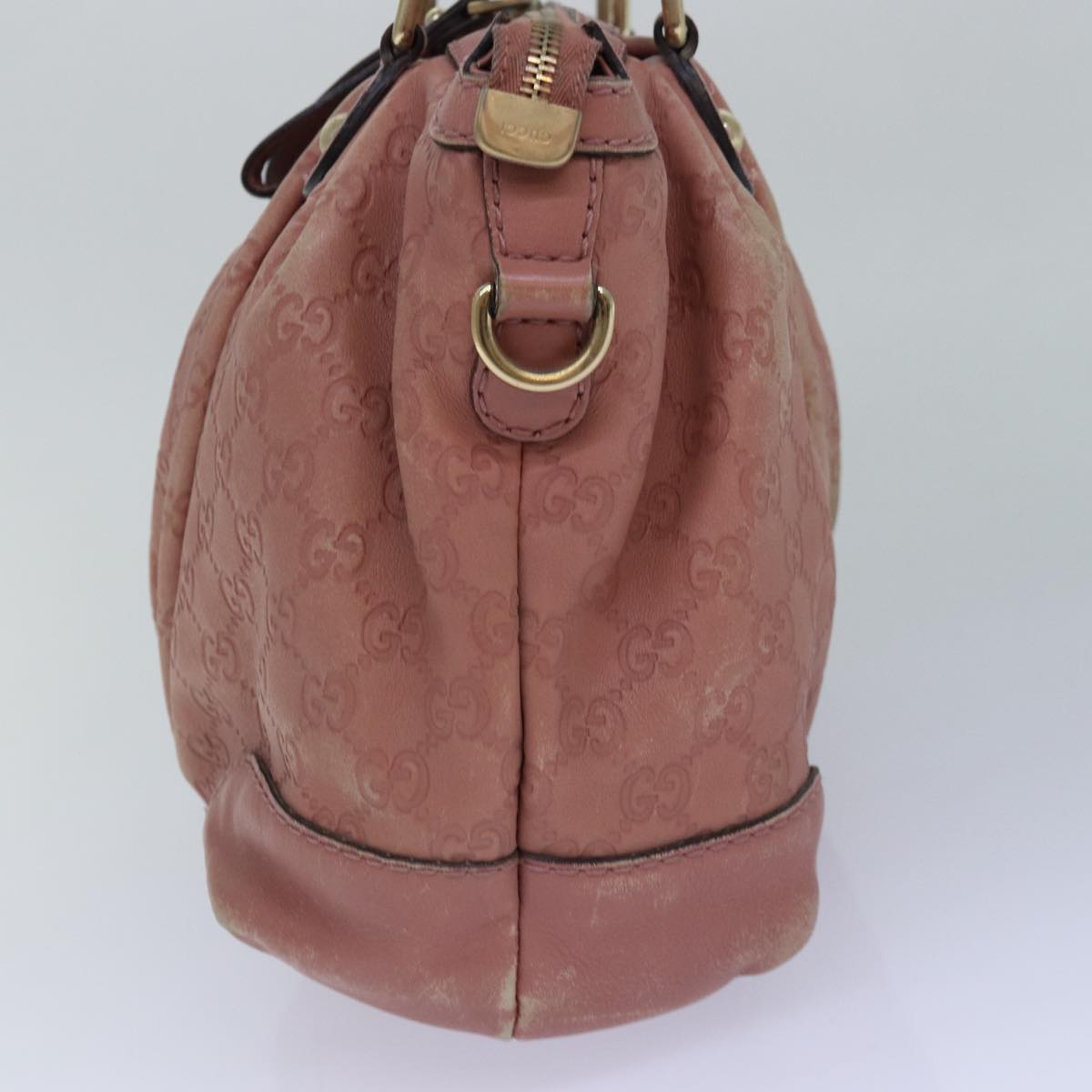 GUCCI GG Canvas Guccissima Hand Bag Leather Pink Gold 247902 Auth 84559