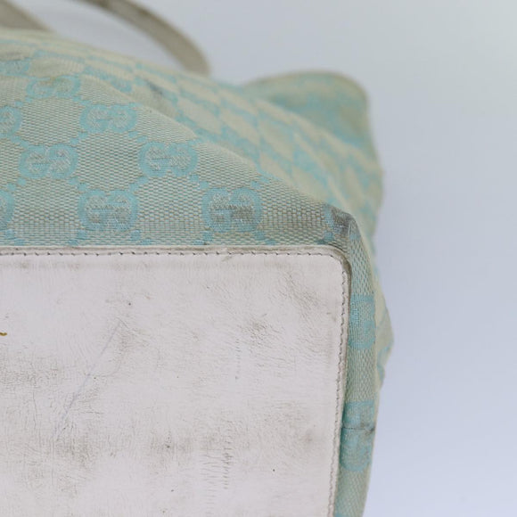 GUCCI GG Canvas Tote Tas Lichtblauw Witgoud 002 1098 Auth 84563