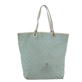GUCCI GG Canvas Tote Bag Light Blue White gold 002 1098 Auth 84563