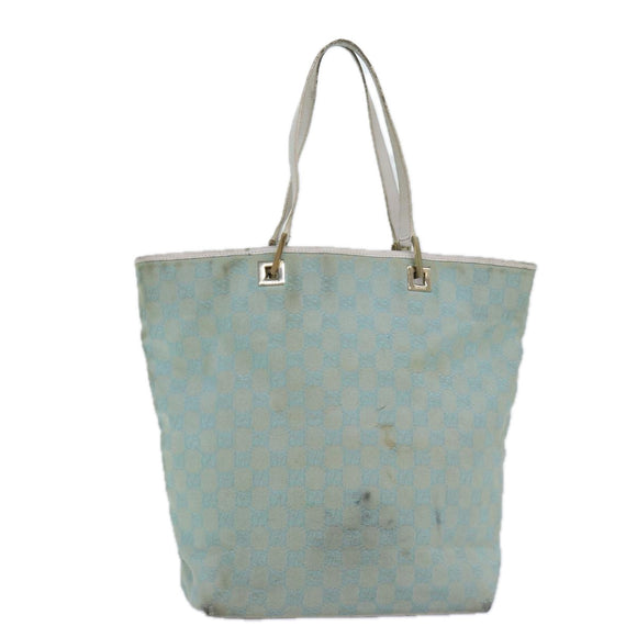 GUCCI GG Canvas Tote Tas Lichtblauw Witgoud 002 1098 Auth 84563