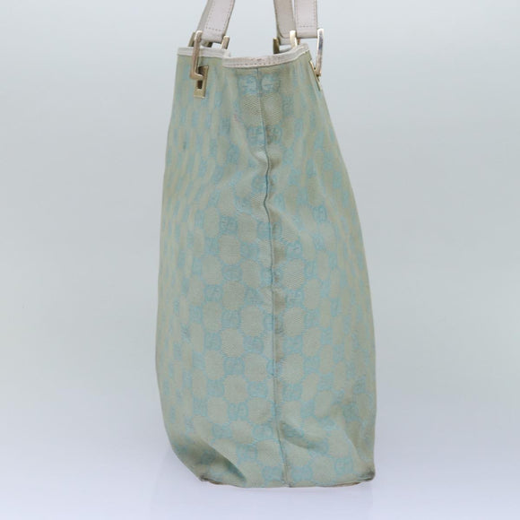 GUCCI GG Canvas Tote Tas Lichtblauw Witgoud 002 1098 Auth 84563