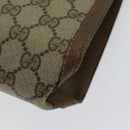 GUCCI GG Supreme Web Sherry Line Clutch Bag PVC Leather Beige Red Auth 84566-15