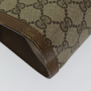 GUCCI GG Supreme Web Sherry Line Clutch Bag PVC Leather Beige Red Auth 84566-16