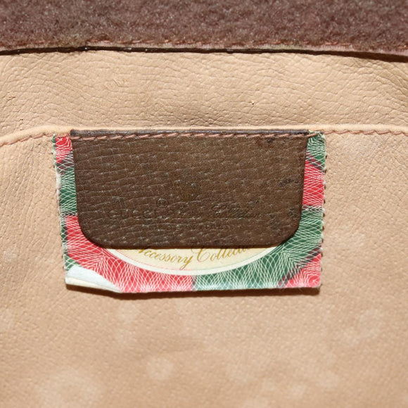 GUCCI GG Supreme Web Sherry Line Clutchtasche PVC Leder Beige Rot Auth 84566