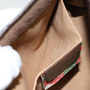 GUCCI GG Supreme Web Sherry Line Clutch Bag PVC Leather Beige Red Auth 84566-11