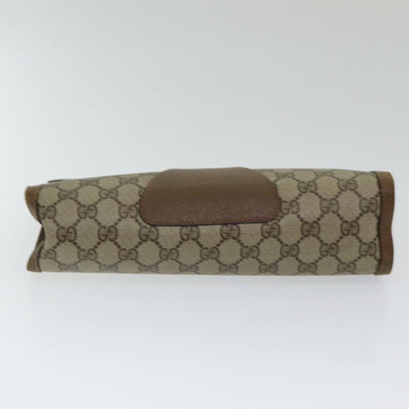 GUCCI GG Supreme Web Sherry Line Clutchtasche PVC Leder Beige Rot Auth 84566