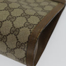 GUCCI GG Supreme Web Sherry Line Clutch Bag PVC Leather Beige Red Auth 84566-7