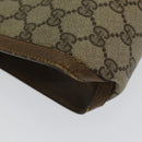 GUCCI GG Supreme Web Sherry Line Clutch Bag PVC Leather Beige Red Auth 84566-14