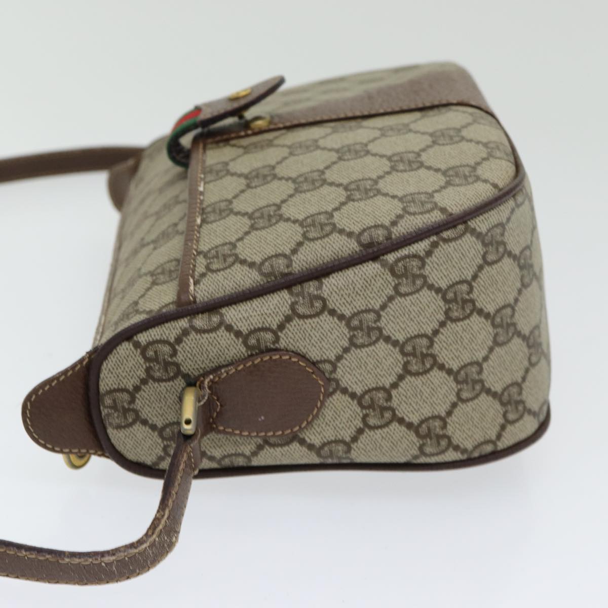 GUCCI GG Supreme Web Sherry Line Shoulder Bag PVC Beige 001 754 6177 Auth 84567