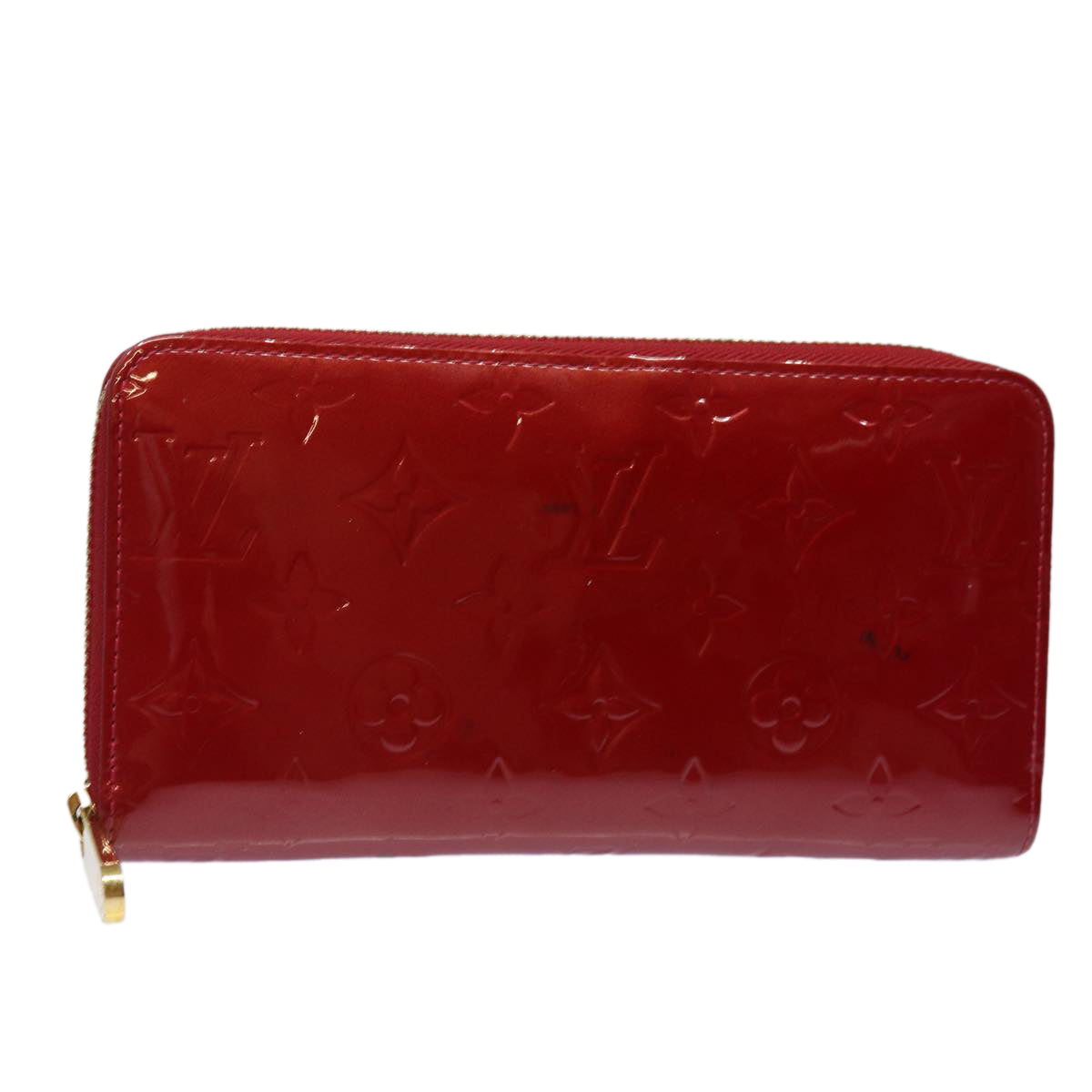 LOUIS VUITTON Monogram Vernis Zippy Wallet Long Wallet Red M91981 LV Auth 84592