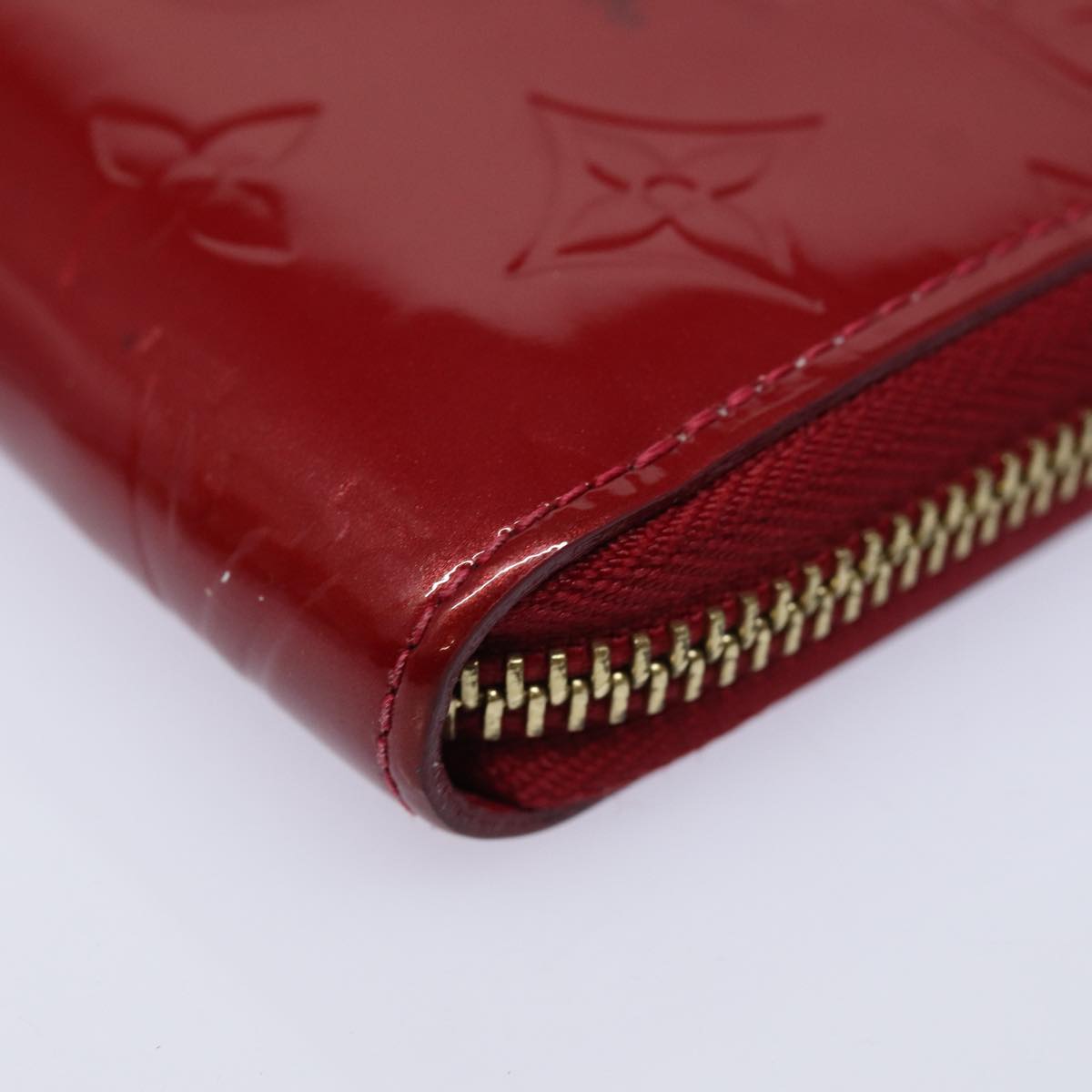 LOUIS VUITTON Monogram Vernis Zippy Wallet Long Wallet Red M91981 LV Auth 84592