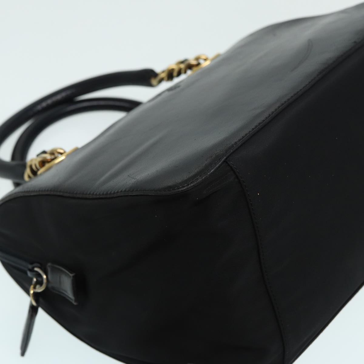 PRADA Hand Bag Leather Black Auth 84593