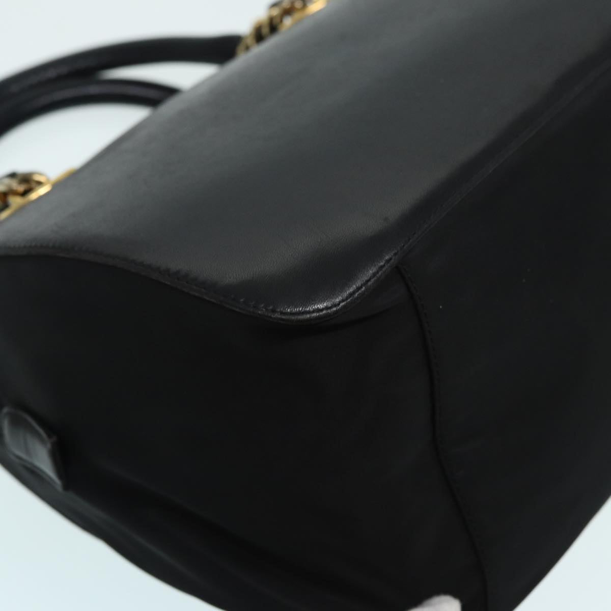 PRADA Hand Bag Leather Black Auth 84593