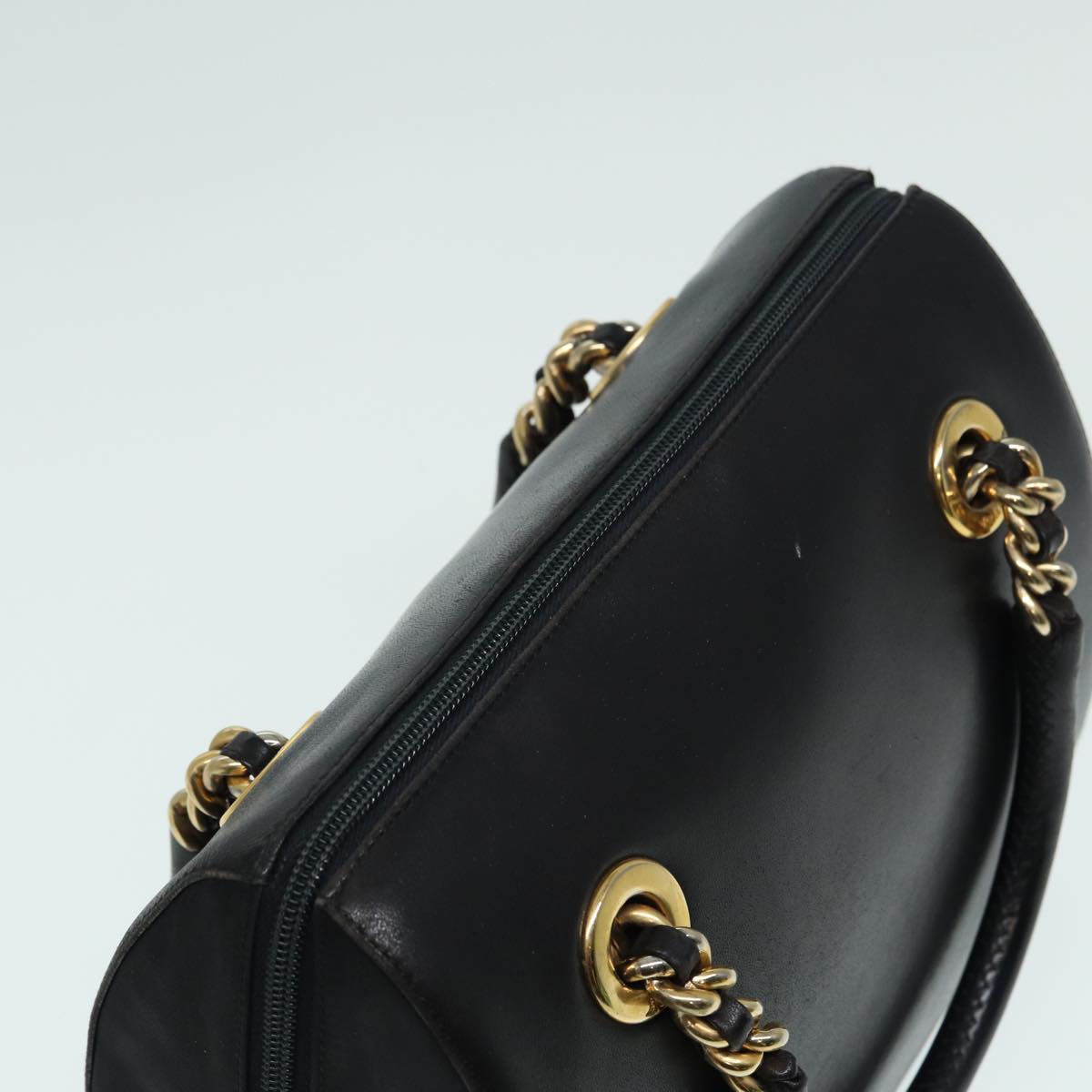 PRADA Hand Bag Leather Black Auth 84593