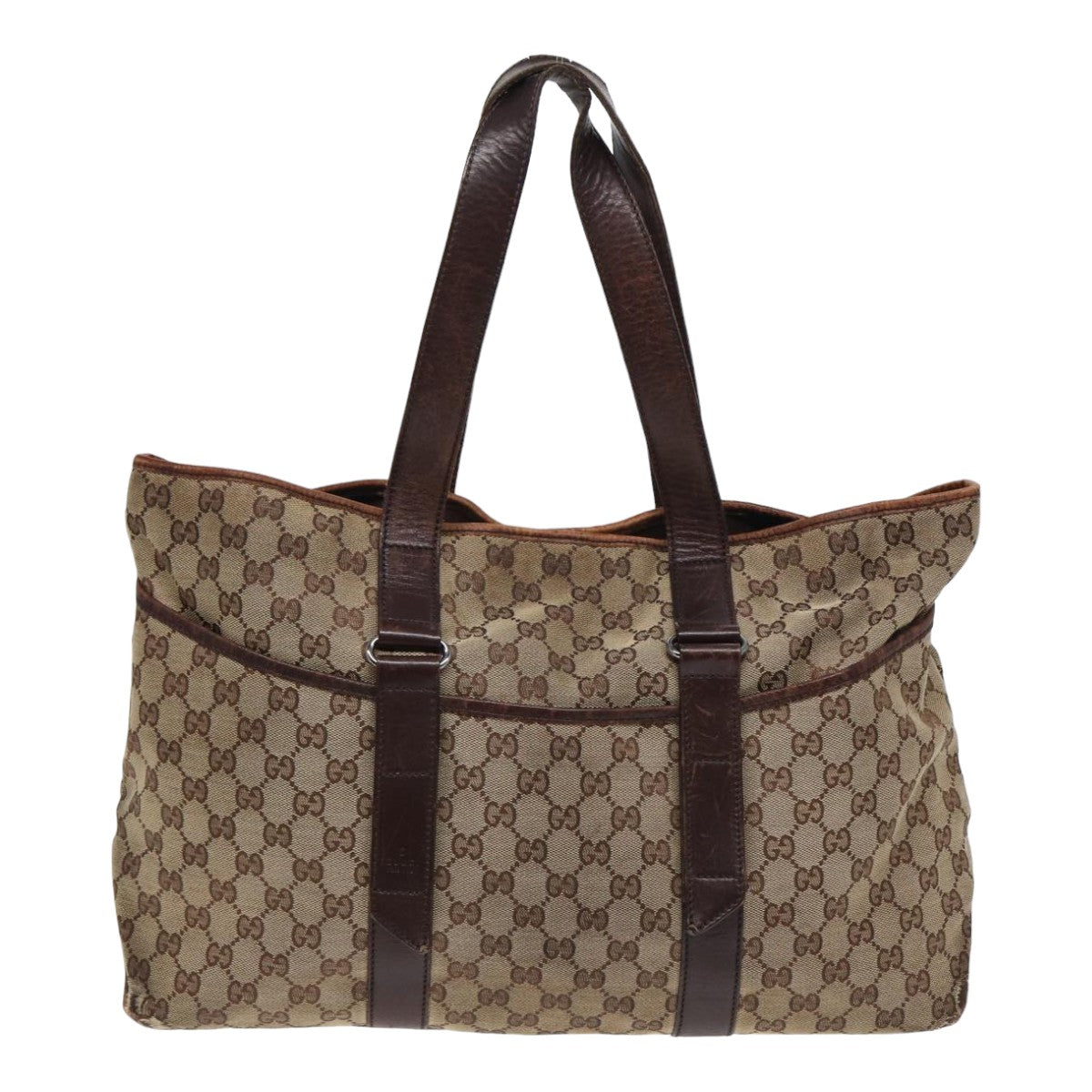 GUCCI GG Canvas Tote Bag Beige Brown 153238 Auth 84604