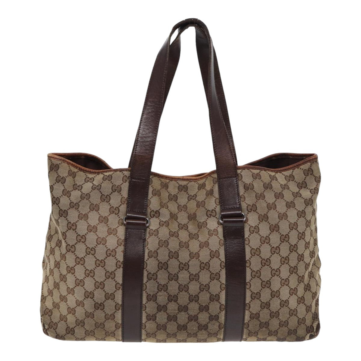 GUCCI GG Canvas Tote Bag Beige Brown 153238 Auth 84604 - 0