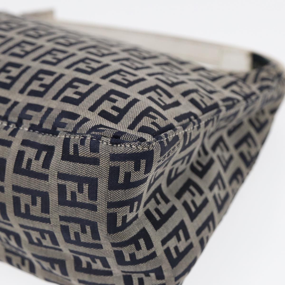 FENDI Zucchino Canvas Accessory Pouch Navy Auth 84615