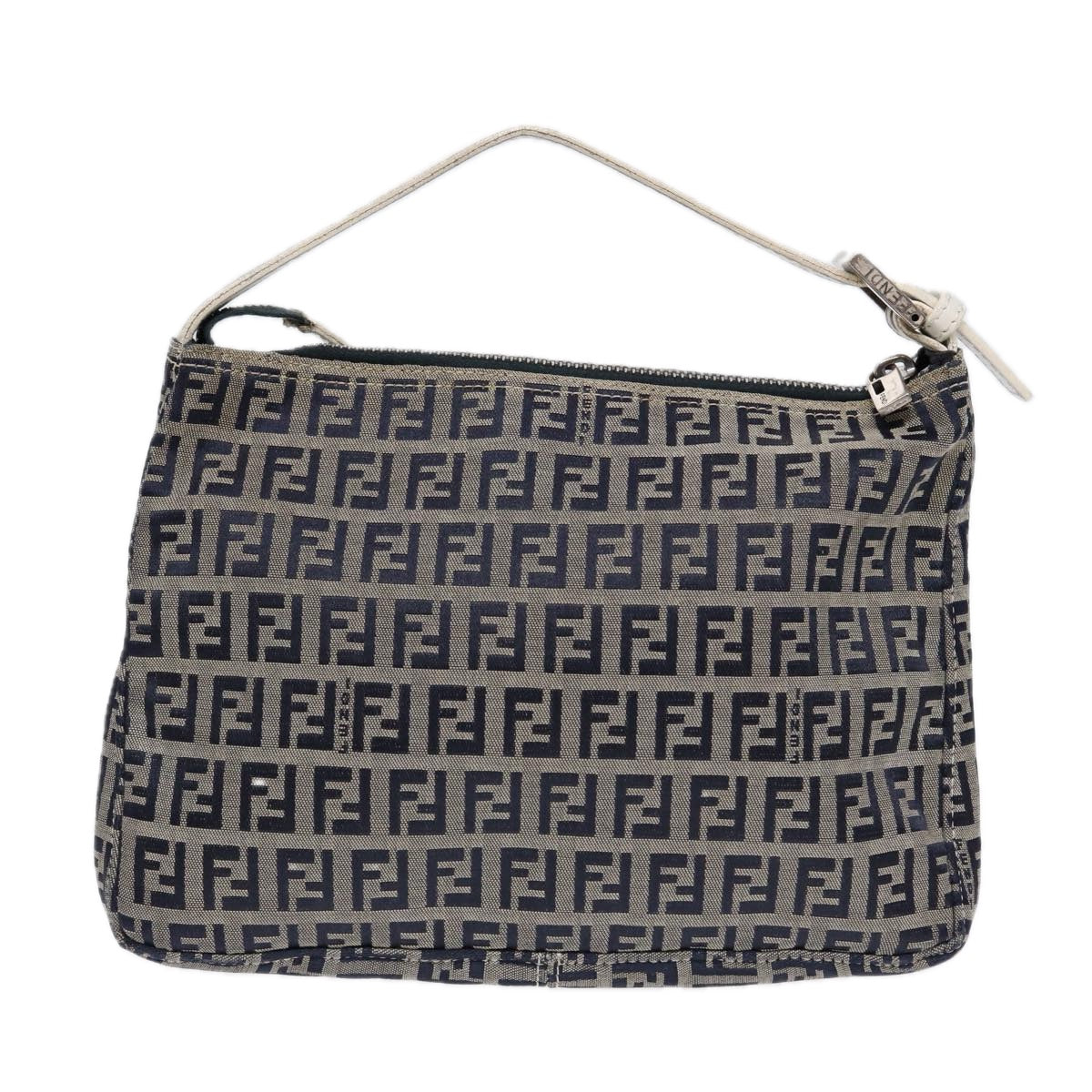 FENDI Zucchino Canvas Accessory Pouch Navy Auth 84615