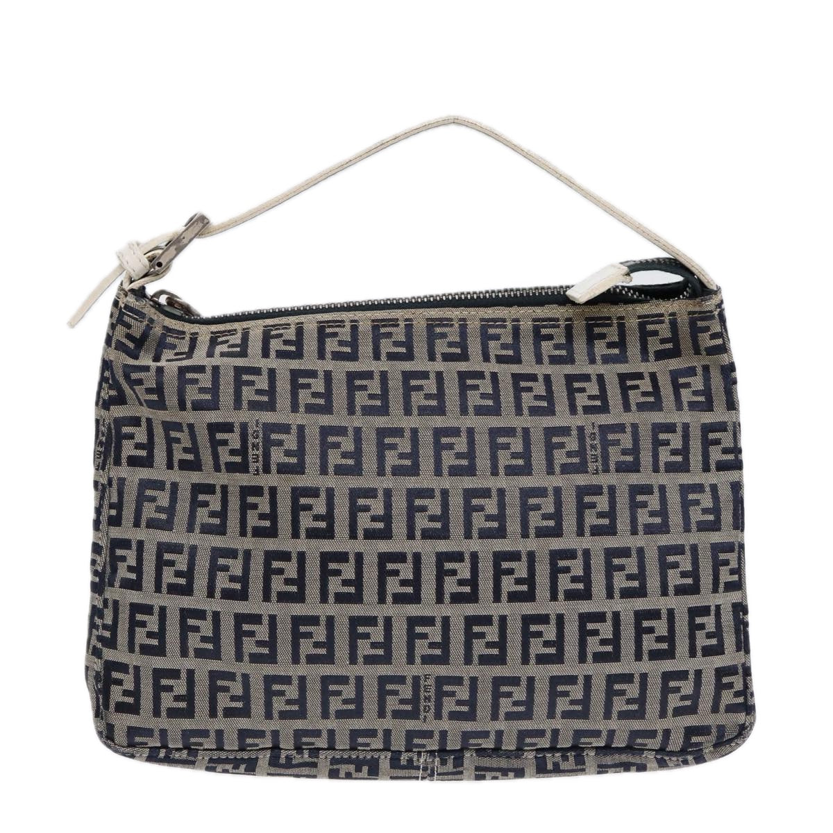 FENDI Zucchino Canvas Accessory Pouch Navy Auth 84615 - 0