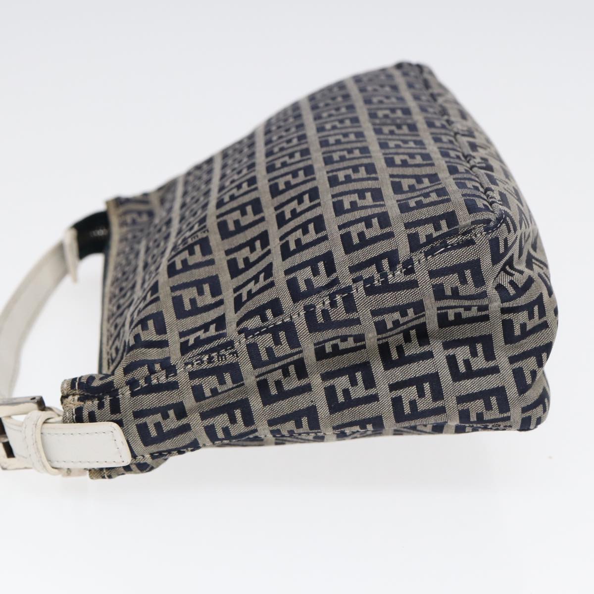 FENDI Zucchino Canvas Accessory Pouch Navy Auth 84615