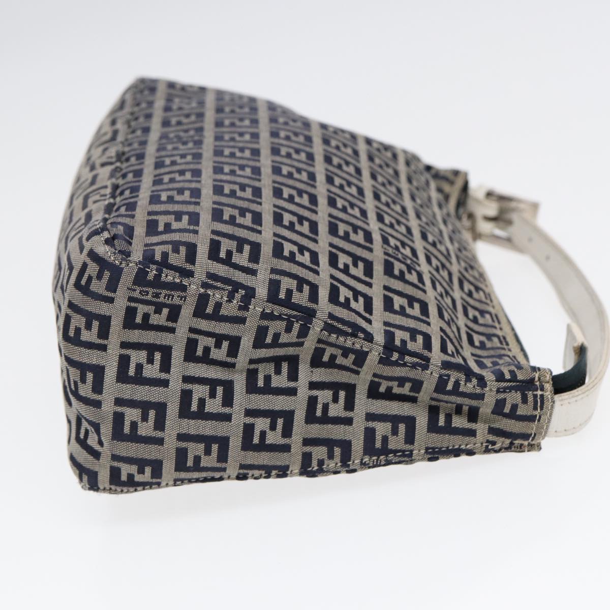 FENDI Zucchino Canvas Accessory Pouch Navy Auth 84615