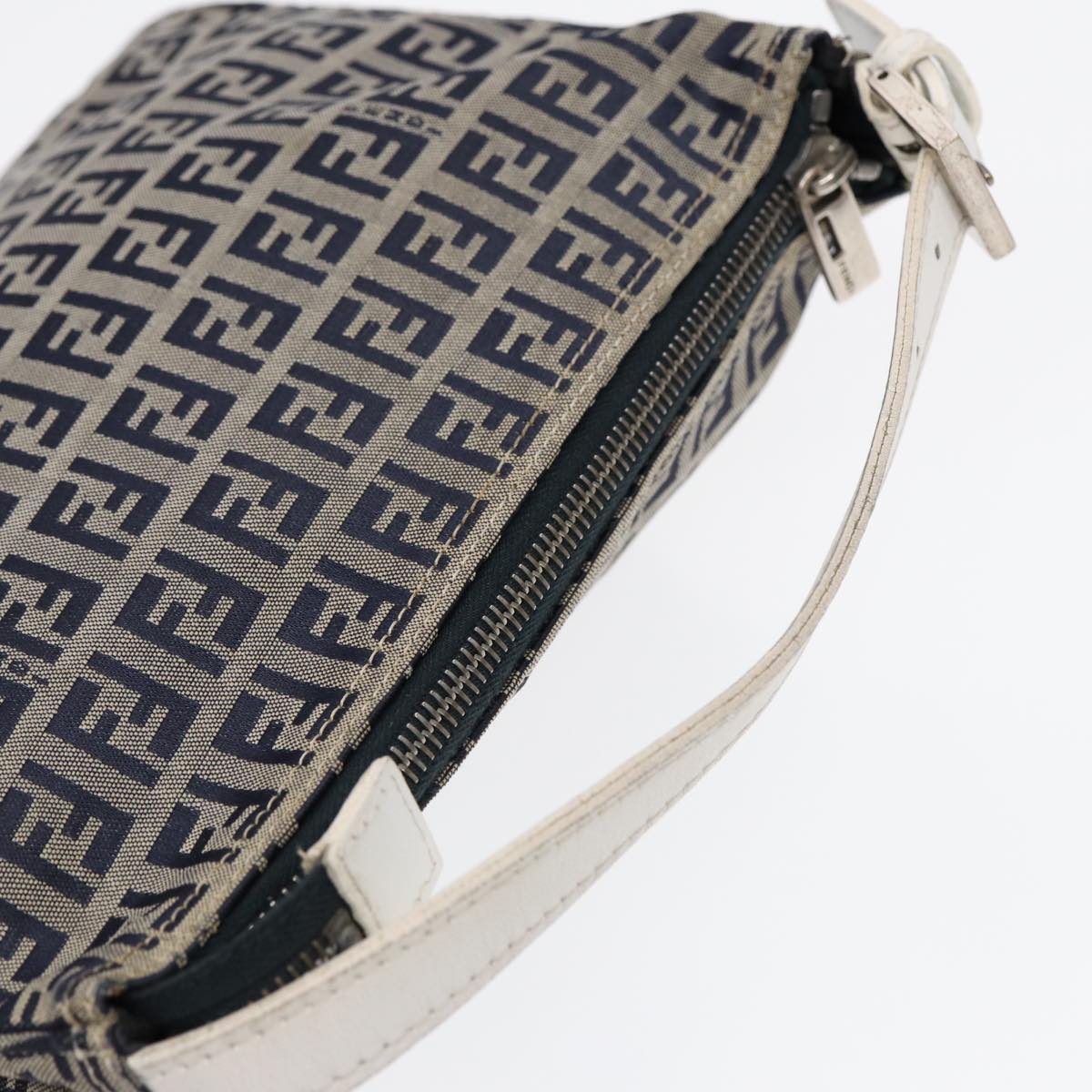 FENDI Zucchino Canvas Accessory Pouch Navy Auth 84615