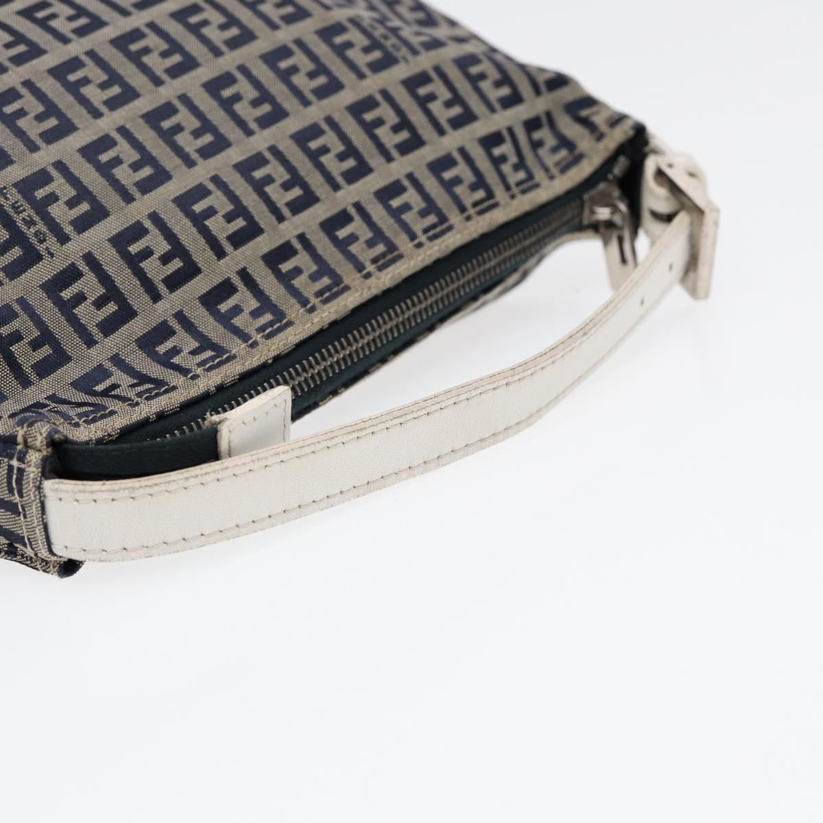 FENDI Zucchino Canvas Accessory Pouch Navy Auth 84615