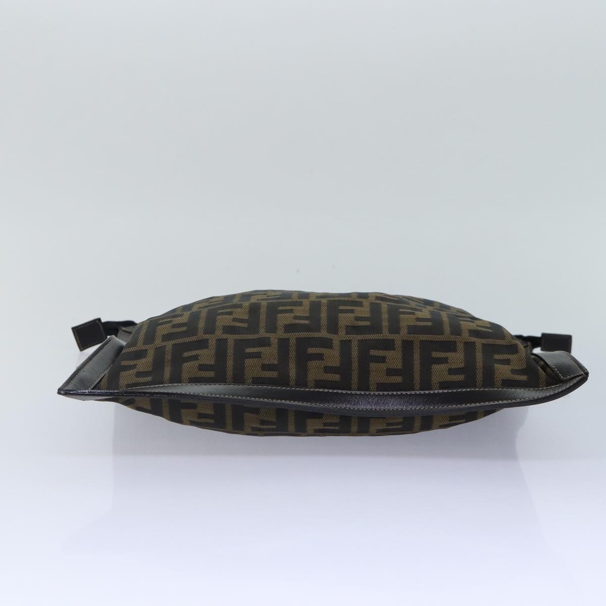 FENDI Zucca Canvas Clutch Bag Brown Black gold Auth 84616