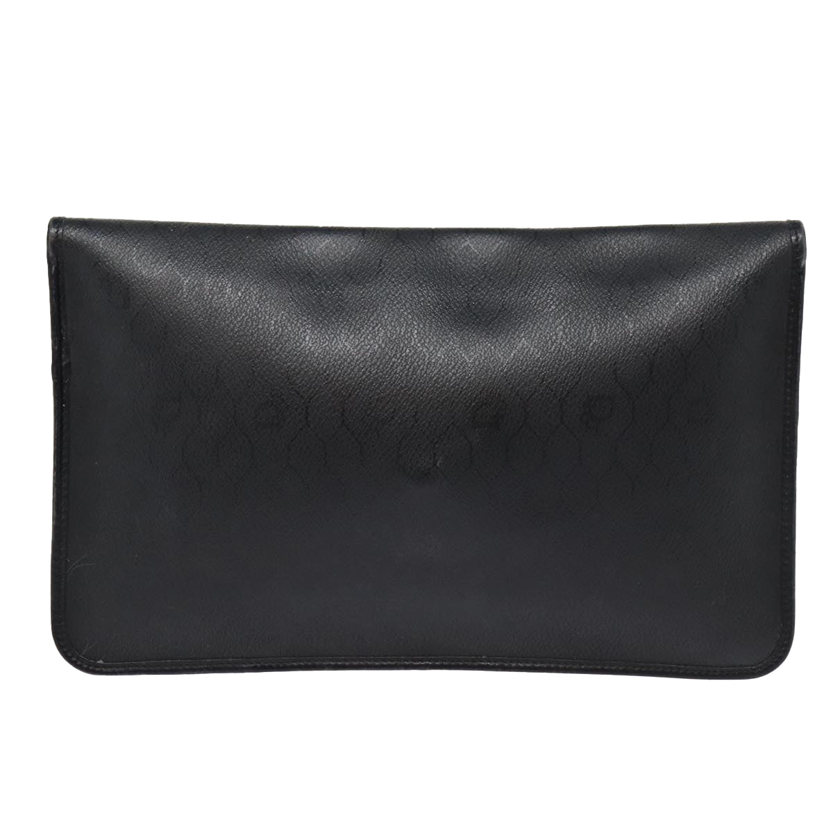 Christian Dior Honeycomb Canvas Clutch Bag PVC Leather Black Silver Auth 84617