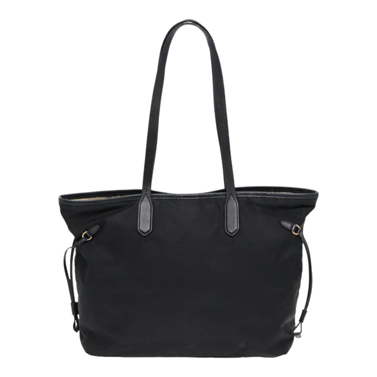 PRADA Tote Bag Nylon Black Gold Auth 84619 - 0