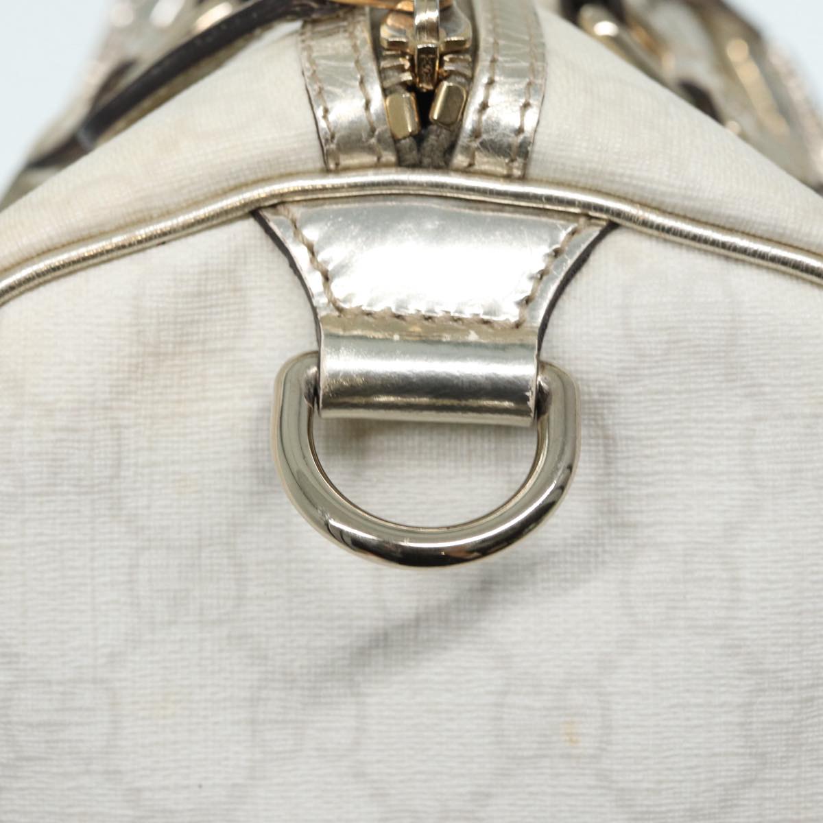 GUCCI GG Supreme Boston Bag PVC Leather White Silver gold 193603 Auth 84624