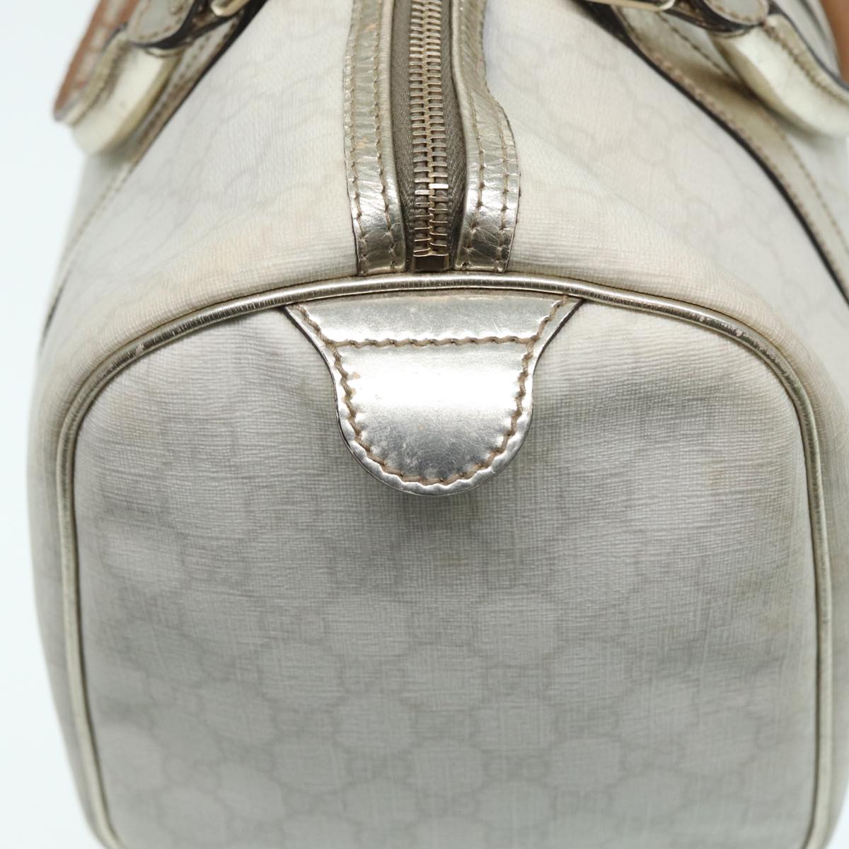 GUCCI GG Supreme Boston Bag PVC Leather White Silver gold 193603 Auth 84624