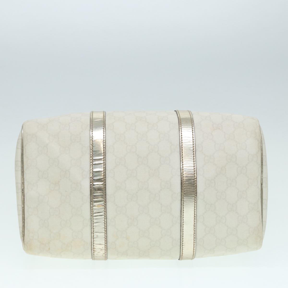 GUCCI GG Supreme Boston Bag PVC Leather White Silver gold 193603 Auth 84624