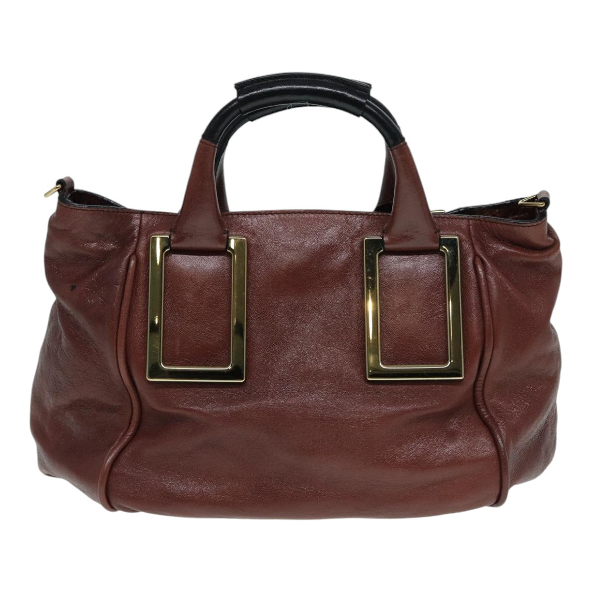 Chloe Etel Hand Bag Leather 2way Brown Gold Auth 84625 - 0