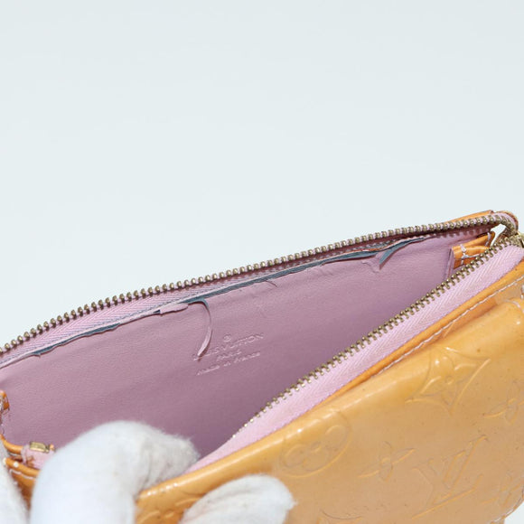 LOUIS VUITTON Monogram Vernis Motto Pouch Marshmallow Pink M91312 LV Auth 84628