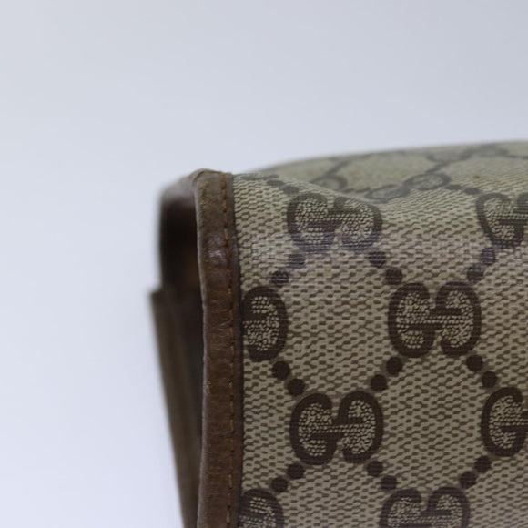 GUCCI GG Supreme Web Sherry Line Clutch Bag PVC Beige Gold 89 01 030 Auth 84639