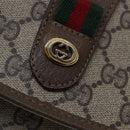 GUCCI GG Supreme Web Sherry Line Clutch Bag PVC Beige Gold 89 01 030 Auth 84639-8