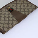 GUCCI GG Supreme Web Sherry Line Clutch Bag PVC Beige Gold 89 01 030 Auth 84639-5