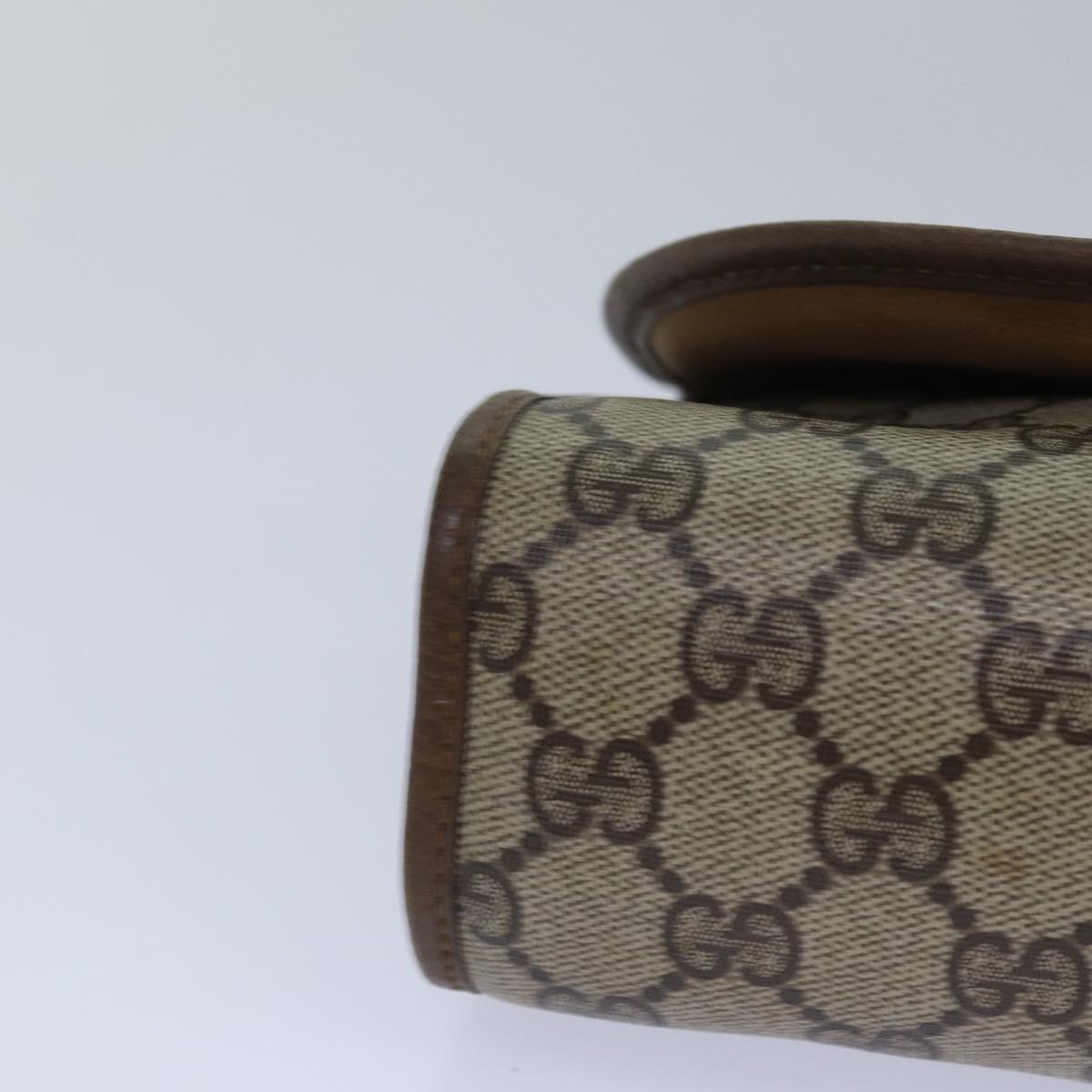 GUCCI GG Supreme Web Sherry Line Clutch Bag PVC Beige Gold 89 01 030 Auth 84639