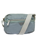 PRADA Shoulder Bag Nylon Light Blue Silver Auth 84645-1