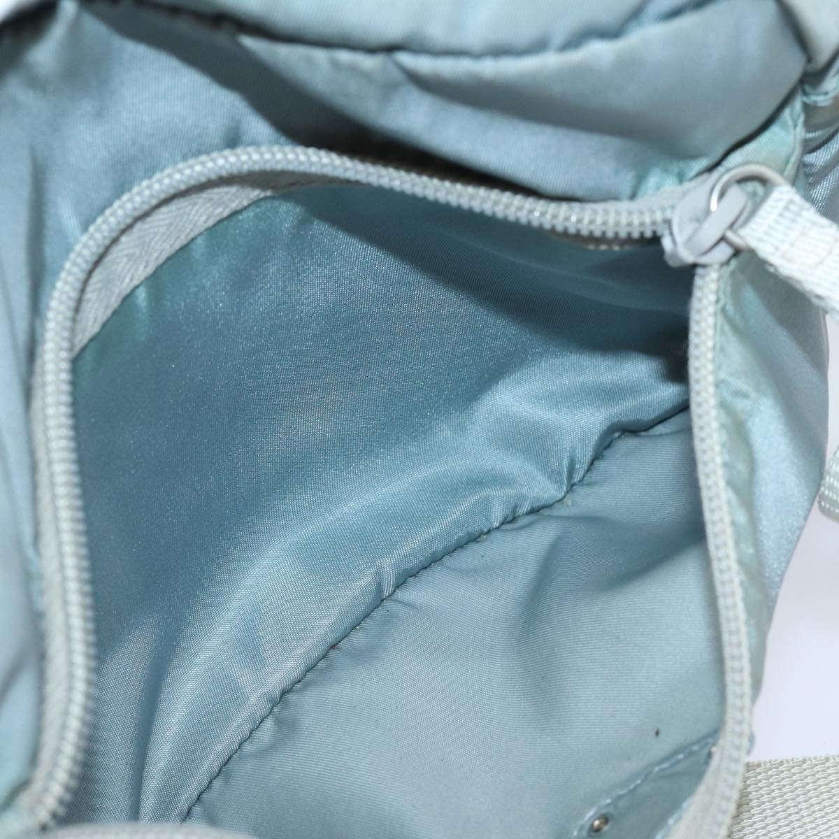 PRADA Shoulder Bag Nylon Light Blue Silver Auth 84645