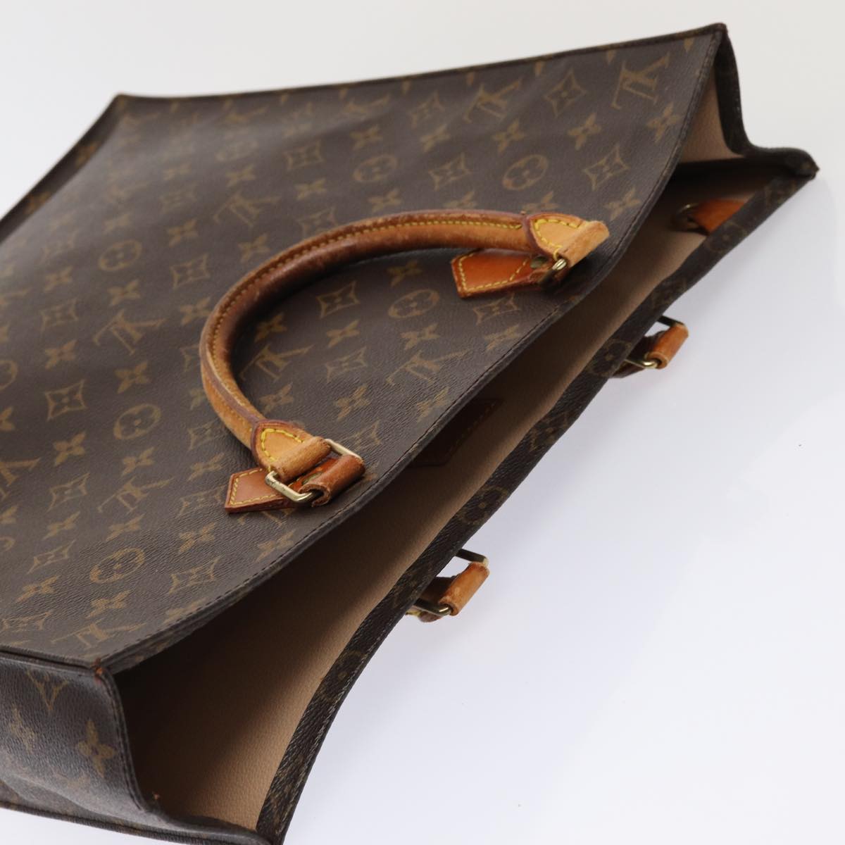 LOUIS VUITTON Monogram Sac Plat Hand Bag M51140 LV Auth 84652