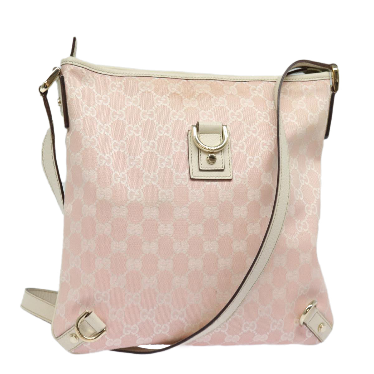 GUCCI GG Canvas Shoulder Bag Pink Gold 131326 Auth 84659