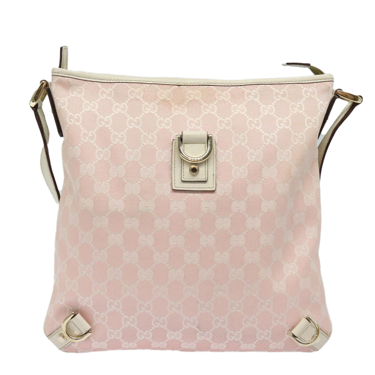 GUCCI GG Canvas Shoulder Bag Pink Gold 131326 Auth 84659