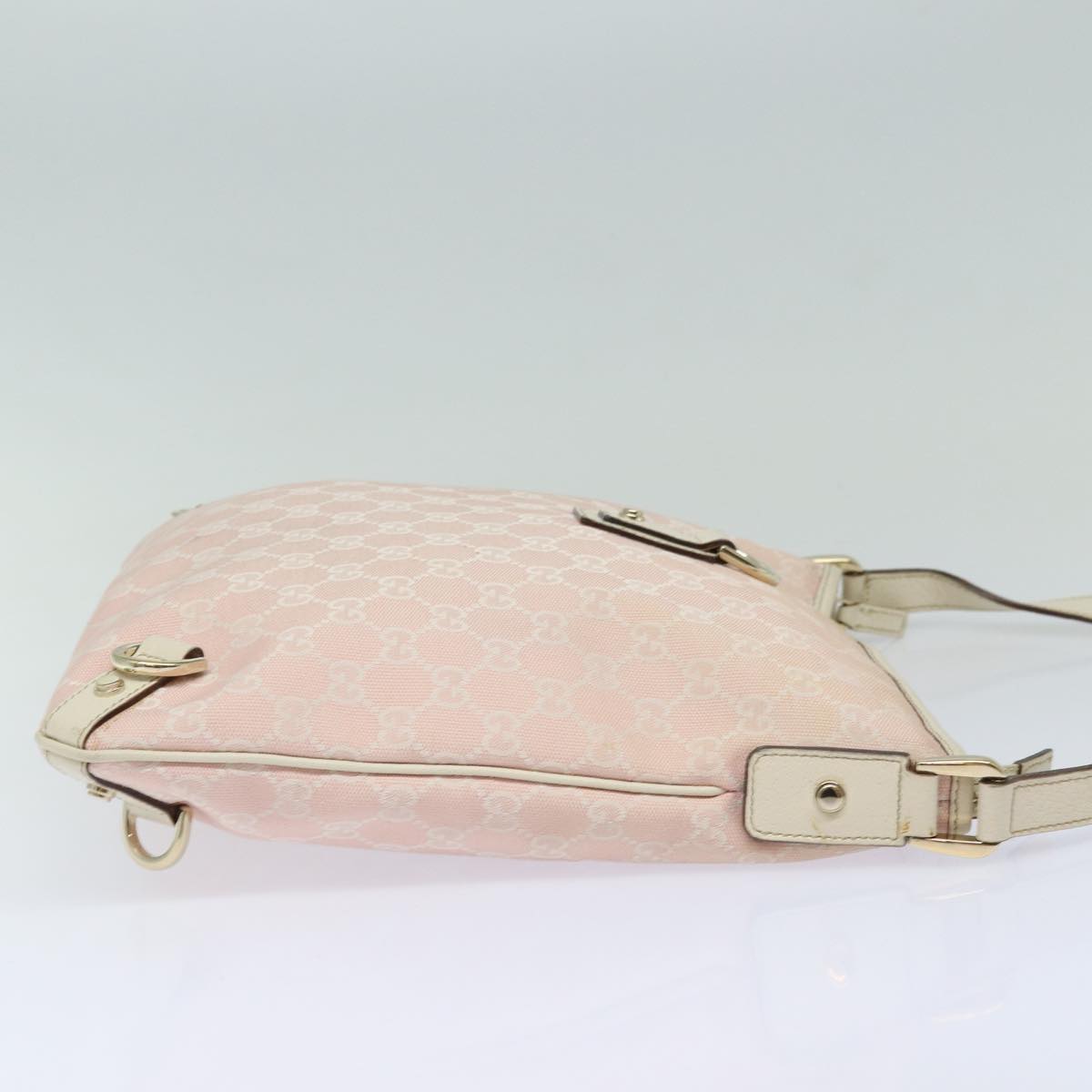 GUCCI GG Canvas Shoulder Bag Pink Gold 131326 Auth 84659