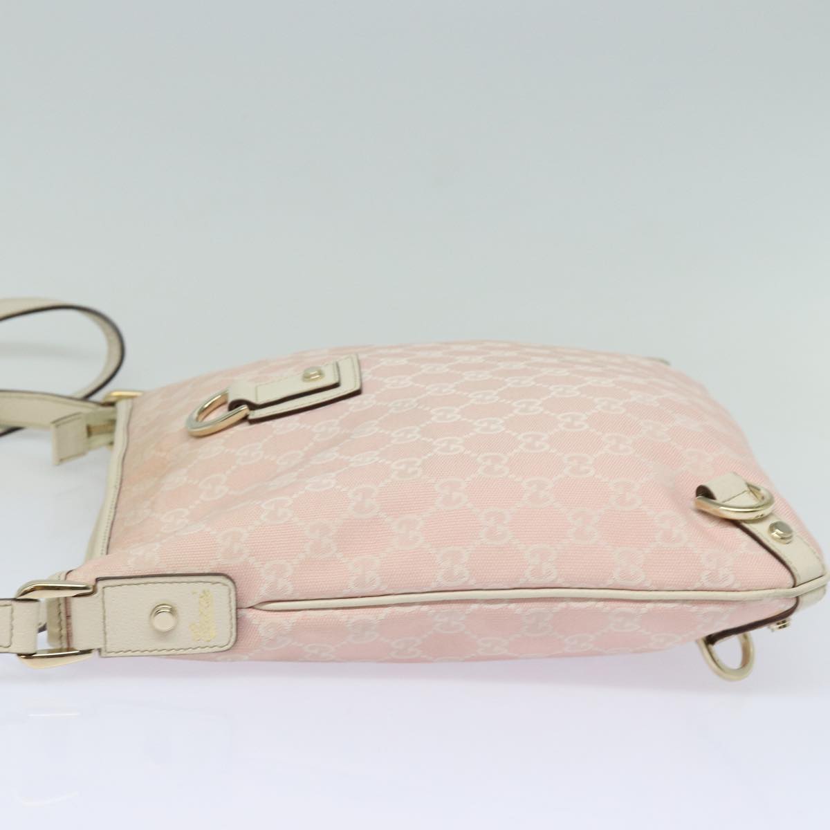 GUCCI GG Canvas Shoulder Bag Pink Gold 131326 Auth 84659