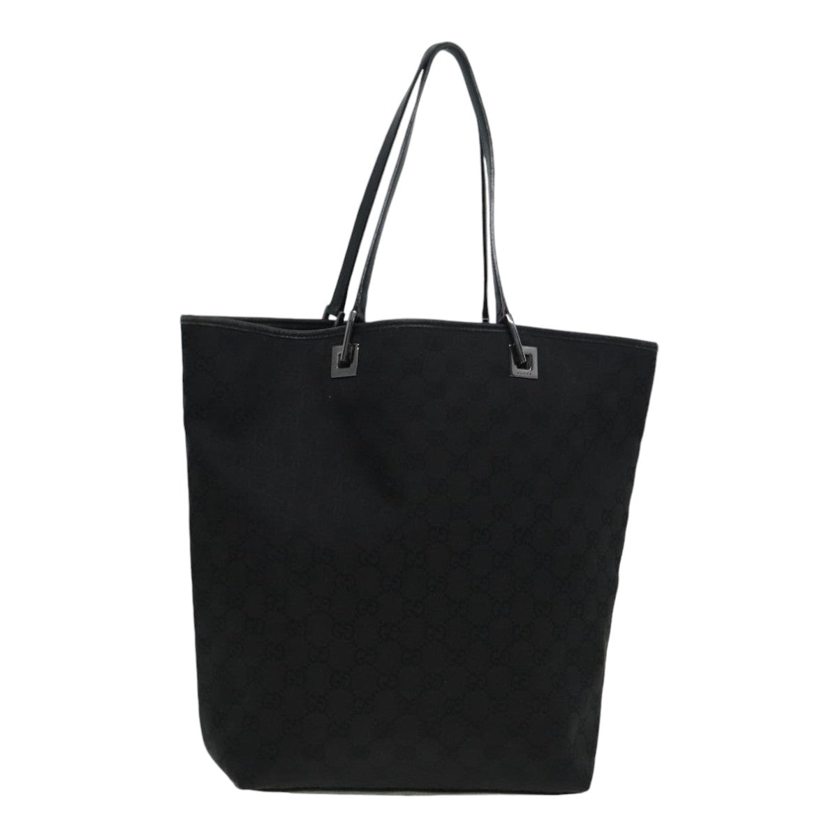 GUCCI GG Canvas Tote Bag Silver Black 31243 Auth 84661